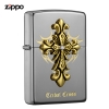 Zippo chính hãng Tribal Cross màu xám đen