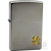 Bật Lửa Zippo Satin Khắc Cỏ Bốn Lá Vàng
