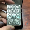 Zippo Bạc Khối Khắc Hoa Văn 2 Mặt