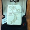 Zippo bạc khối tái bản 1941 khắc ăn mòn bản đồ Việt Nam