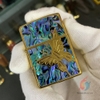 Zippo Khảm Trai Xanh Mạ Vàng Hình Bướm