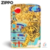 Zippo bọc vàng ốp emblem hình Hổ có dạ quang.