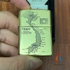 Zippo armor vàng khắc bản đồ Việt Nam 1 mặt