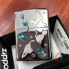Zippo Armor Khảm trai Hình mèo Chrome