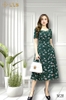 Đầm mango xanh hoa tím tay ngắn