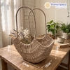Giỏ cói xách tay đan thắt dáng cao - Style Hàn Quốc thơ mộng - KCK