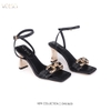 SANDAL GÓT TRỤ VUÔNG  ĐÍNH KHÓA VÀNG CAO CẤP 7CM CHÍNH HÃNG VOLSCI - DNU362