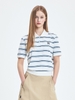 Áo Croptop MLB Women's Varsity Stripe Crop Collar T-Shirt New York Yankees Ivory