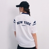 Áo Polo MLB Korea Varsity Shoulder Color Overfit Collar New York Yankees Ivory