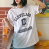 Áo Thun MLB Varsity Overfit Cleveland Guardians White