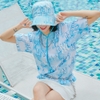 Áo Thun MLB Water Monogram Overfit New York Yankees Aqua Blue