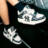 Giày MLB Cổ Cao Korea Chunky Liner Mid Classic Monogram New York Yankees Black
