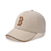 Nón MLB Korea Basic Canvas Leather Logo Structure Ball Cap Boston Red Sox Cream