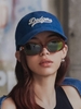 Nón MLB Korea Varsity Culsive Lettering Denim Unstructured Ball Cap LA Dodgers Indigo