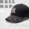 Nón MLB Korea Diamond Monogram Point Ball Cap New York Yankees Black