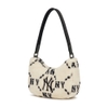 Túi MLB Diamond Monogram Fur Hobo Bag New York Yankees Cream