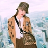 Túi MLB Monogram Diamond Jacquard Bucket Bag Boston Red Sox D.Beige