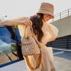 Túi MLB Monogram Jacquard Bucket Bag New York Yankees Beige