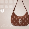 Túi MLB Korea Monogram Jacquard Hobo Bag Boston Red Sox Brown