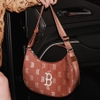 Túi MLB Korea Monogram Jacquard Hobo Bag Boston Red Sox Brown