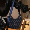 Túi MLB Korea Monogram Jacquard Hobo Bag LA Dodgers D.Navy