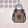 Túi MLB Korea [KIDS] Diamond Monogram Phone Pouch New York Yankees Beige