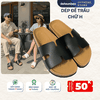 Dép đế trấu chữ H nam nữ tối giản DETA14