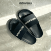 Dép quai ngang Slide Logo Detaunisex dập nổi đế PU đi mưa màu Đen - DEPU01