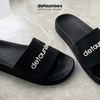 Dép quai ngang Slide Logo Detaunisex dập nổi đế PU đi mưa màu Đen - DEPU01