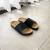 Dép Birken đế trấu nam nữ bảng ngang màu Đen - DETA12