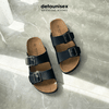 Dép đế trấu Birken 2 khóa màu Đen - DETA21