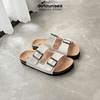 Dép đế trấu Birken 2 khóa màu Trắng - DETA21