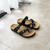 Dép Birken Đế Trấu Xỏ Ngón thời trang nam nữ màu Đen - DETA22