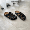 Dép Birken đế trấu nam nữ rọ chiến binh bít mũi Detaunisex màu Đen- DETA41