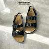Giày sandal đế trấu 2 khóa phong cách văn phòng Detaunisex Màu Đen - SATA21