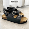 Giày sandal đế trấu 2 khóa phong cách văn phòng Detaunisex Màu Đen - SATA21