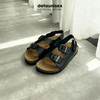 Giày sandal đế trấu 2 khóa phong cách văn phòng Detaunisex Màu Đen - SATA21