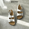 Giày sandal đế trấu 2 khóa phong cách văn phòng Detaunisex Màu Trắng - SATA21