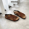 Giày đế trấu sandal quai chéo Detaunisex Màu Bò - SATA23