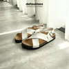 Giày đế trấu sandal quai chéo Detaunisex Màu Trắng - SATA23