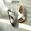 Giày đế trấu sandal quai chéo Detaunisex Màu Trắng - SATA23
