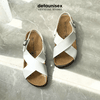 Giày đế trấu sandal quai chéo Detaunisex Màu Trắng - SATA23