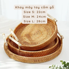 Khay mây có tay cầm chất liệu mây tre tự nhiên