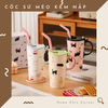 Cốc sứ cao hình mèo có ống hút 520ml