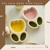 Dĩa tulip chia nhăn chất liệu gốm sứ