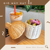Giỏ mây hạt dẻ có nắp mây tre tự nhiên đựng kẹo đồ phụ kiện trang trí dễ thương
