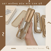 Set đũa muỗng nỉa cán gỗ (kèm hộp)