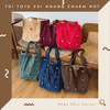 Túi tote vải nhung charm nút phong cách Hàn Quốc