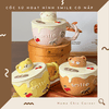 Ly Sứ Có Nắp Hình Gấu Mèo Hoạt Hình Dễ Thương Phong Cách Hàn Quốc