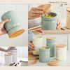 Hũ sứ nắp gỗ đựng gia vị, đồ khô, hạt decor nhà bếp